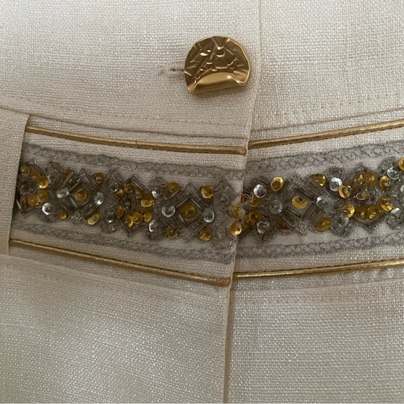 2 piece off white metallic shine pant and jacket. - Picture 4 of 5